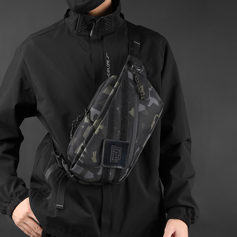 WEPOWER's new men's chest bag, trendy crossbody bag, outdoor sports waist bag, casual large-capacity single-shoulder bag Specification drawing