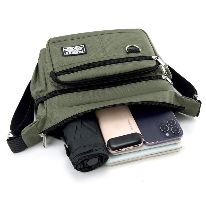 Men's crossbody bag, large-capacity commuting single-shoulder bag, durable, waterproof, casual, fashionable and trendy, multi-layered men's bag details Picture