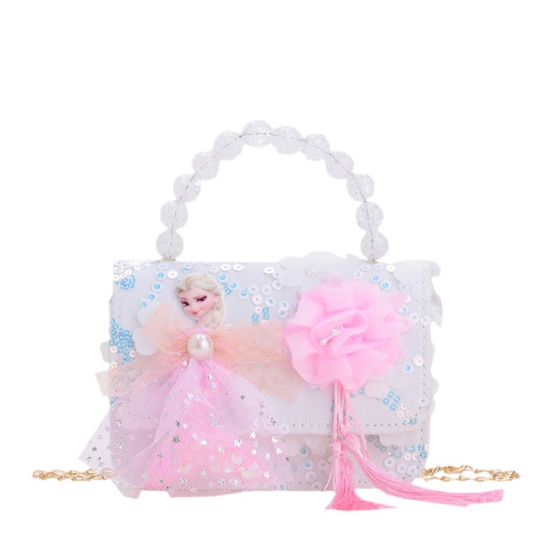 New children's bag, princess, high appearance level, sequined hand-held small square bag for girls, stylish chain crossbody coin purse Item Picture