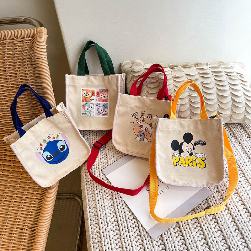 "Bag Girl 2021 New Trendy Korean style, fashionable and personalized printed single-shoulder bag for women, canvas hand-held crossbody small bag. full figure