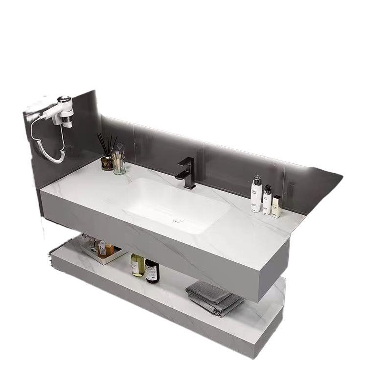 Double-layer rock plate bathroom cabinet, integrated seamless ceramic, hotel and homestay washbasin, bathroom Item Picture
