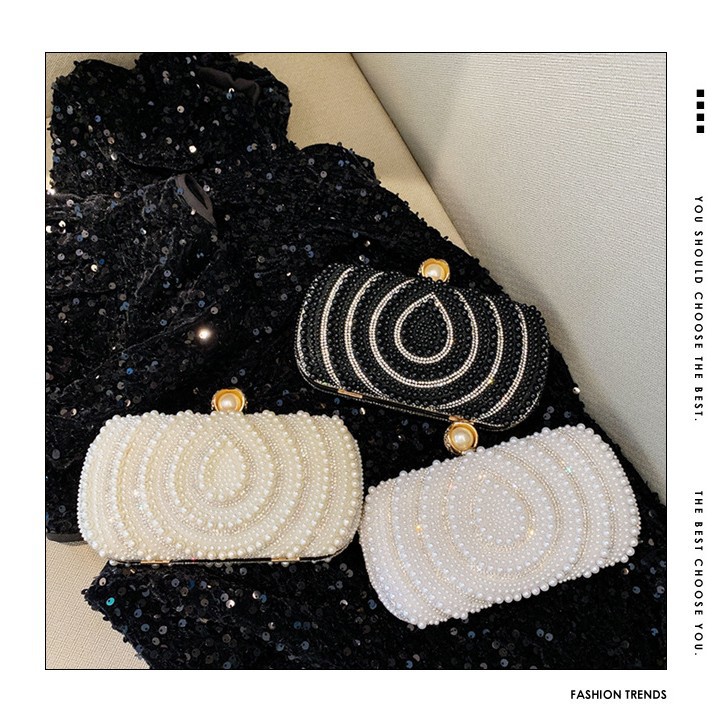 New pearl bags for women, sweet ladies, pearl clutch bags, water drop pearl chain bags for socialites, party and dinner bags