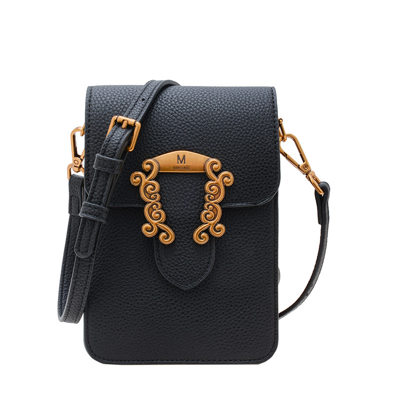 2025 New lychee patterned mobile phone bag, retro hardware single-shoulder crossbody small bag, trendy and fashionable mini women's bag Item Picture