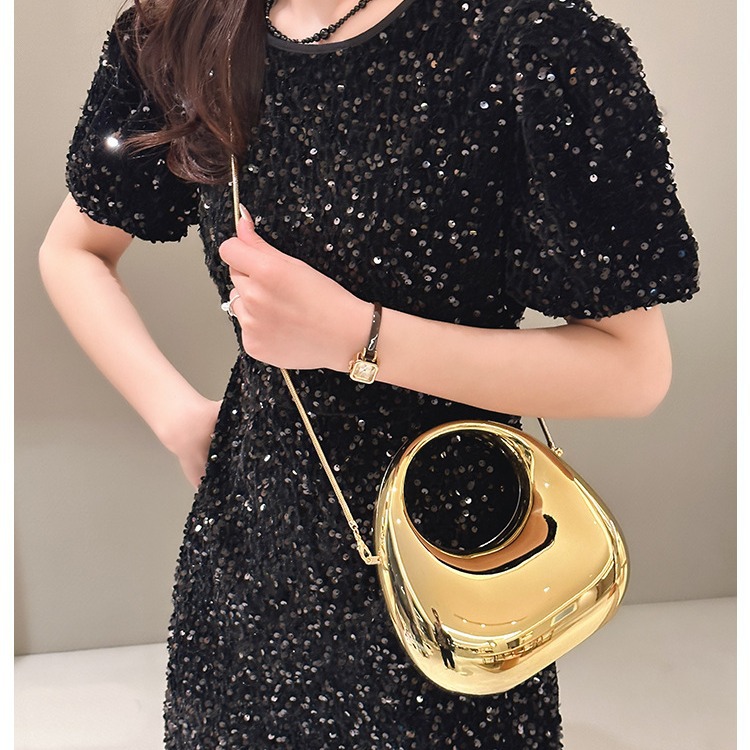 Spring/Summer 2025 cross-border new products from Europe and America: High-end crescent moon bags, gold and silver ornaments, home decoration handbags, acrylic bags Specification drawing