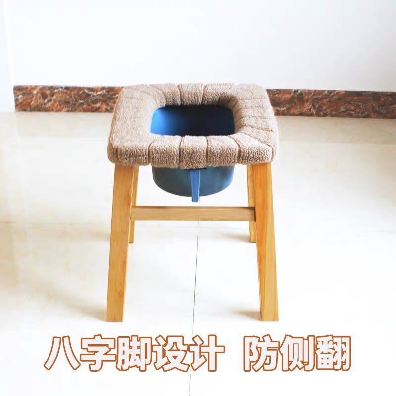 Solid wood toilet stool for patients, reinforced for defecation without assembly, adult disabled backrest, pregnant women's toilet, household and elderly direct sales Specification drawing