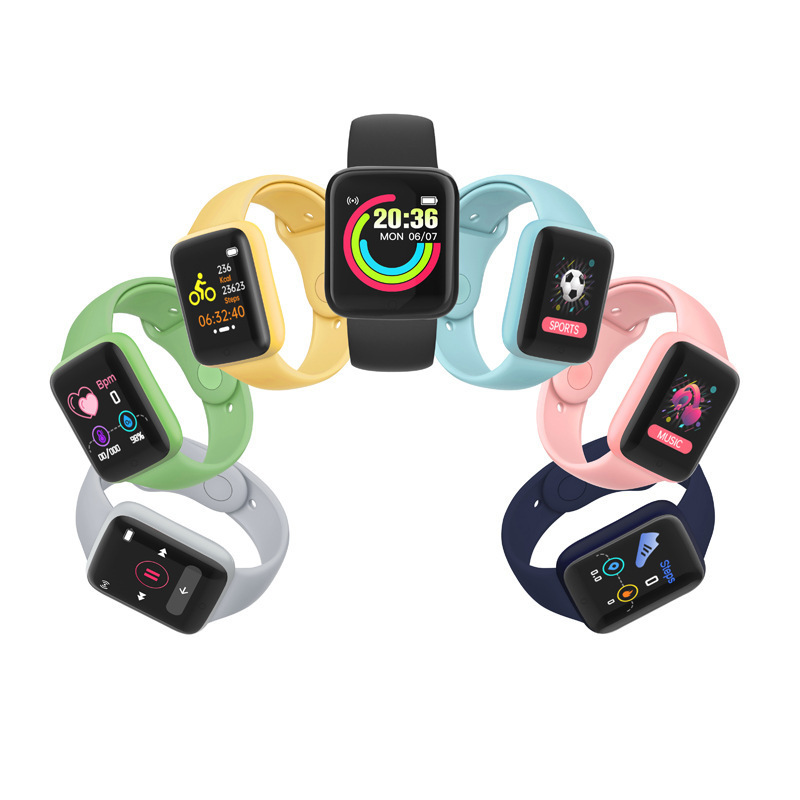 Wholesale cross-border Y68 smart bracelet heart rate and blood pressure D20 smart watch Macaron health reminder pedometer bracelet full figure