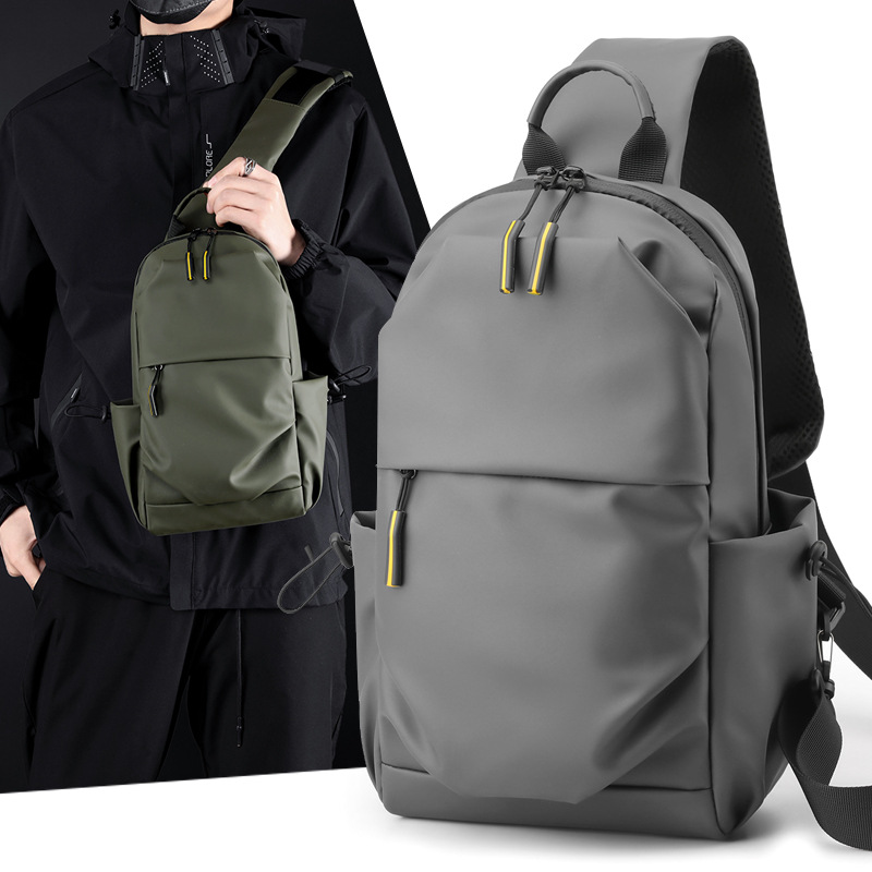 Niche chest bag, men's crossbody bag, casual waterproof Oxford fabric single-shoulder small backpack, Korean trend chest bag, large capacity full figure