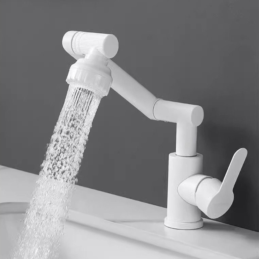 White Maneki Neko faucet, hot and cold dual-purpose rotating household kitchen sink, bathroom washbasin and basin faucet full figure