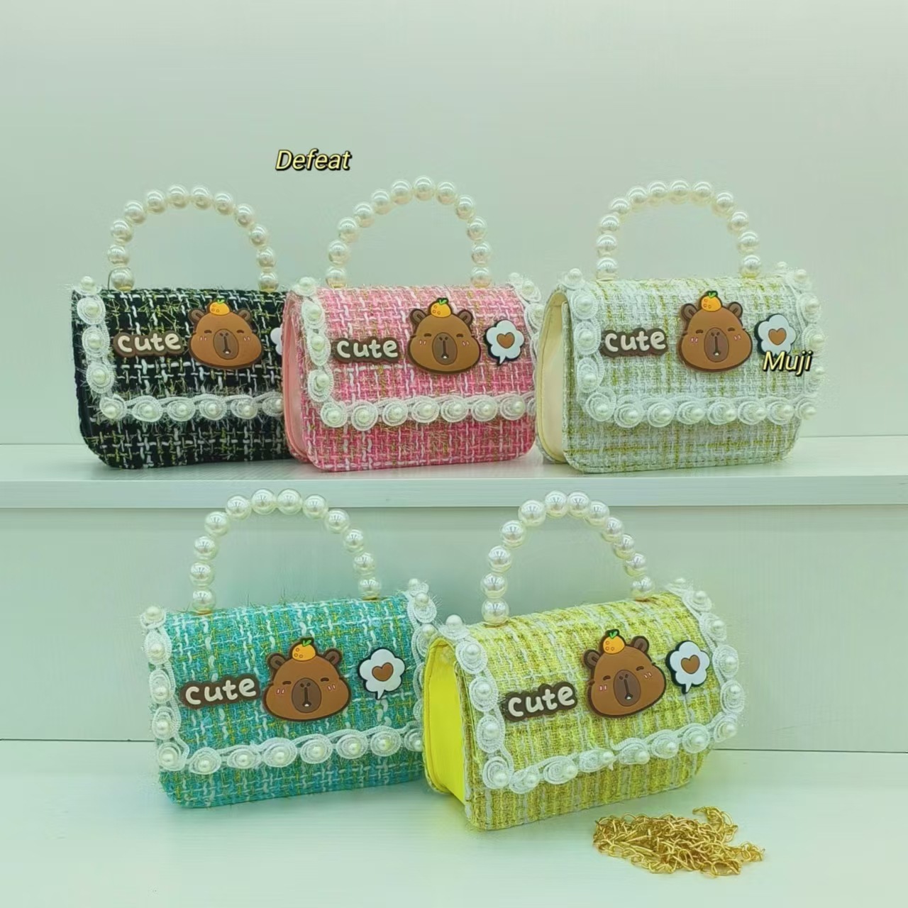 Kapibala pearl handbag, princess bag, crossbody accessory, children's bag, girls' lucky money bag, chain small square bag full figure