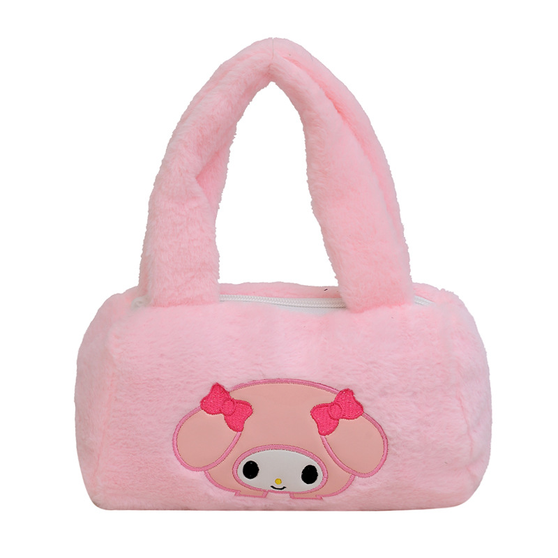 Fashionable plush bag, women's cartoon makeup bag, personalized new trendy children's bag, cute hand-held small bag for female students Item Picture