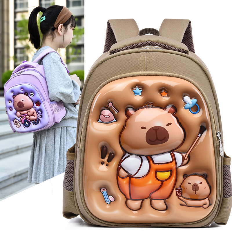 Foreign trade children's hard shell backpack, cute cartoon cartoon for 3-6 years old boys and girls Kapibala children's backpacks details Picture