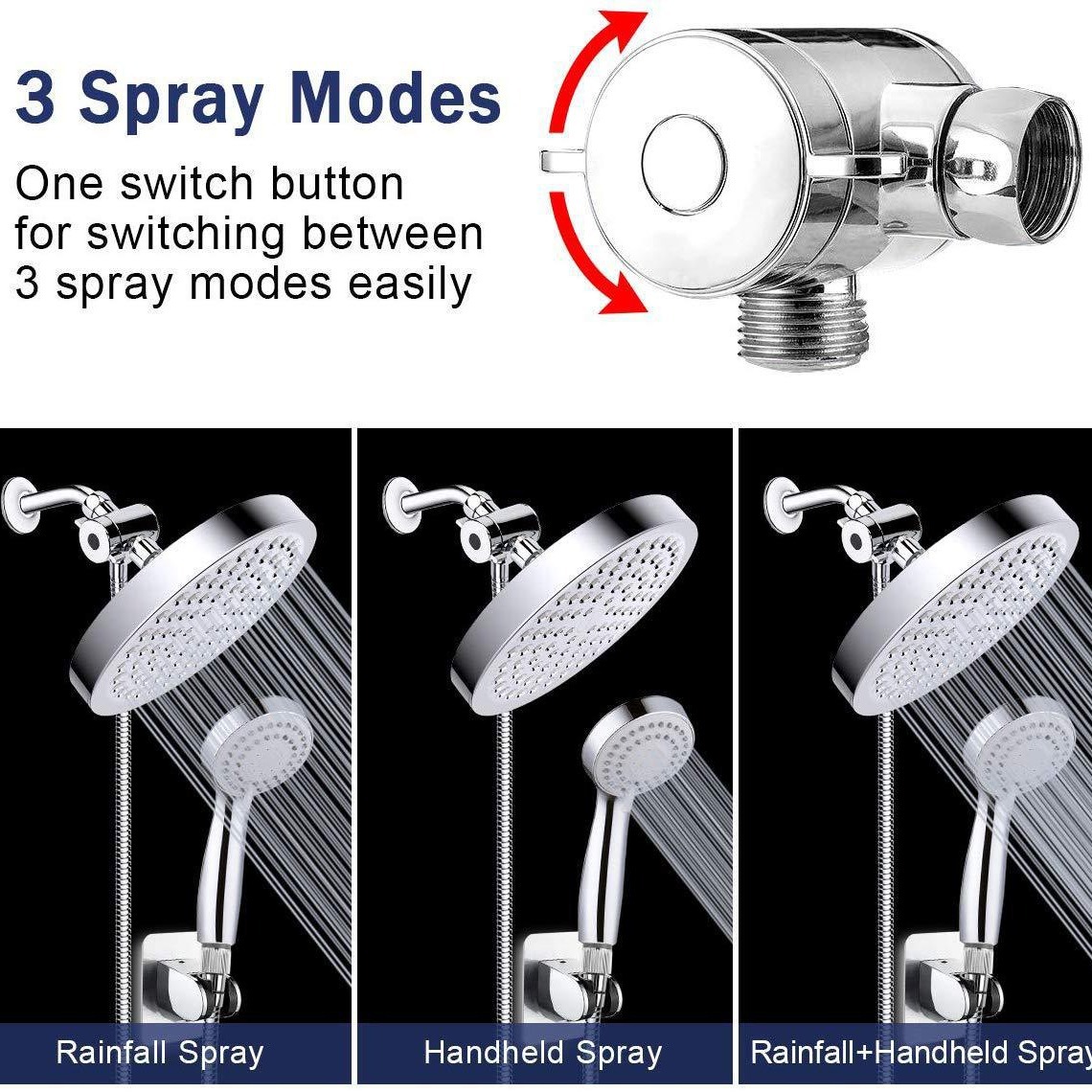 Wholesale of cross-border home and bathroom double shower heads, American-style concealed bracket arm three-way diverter with socket set Application Scenario