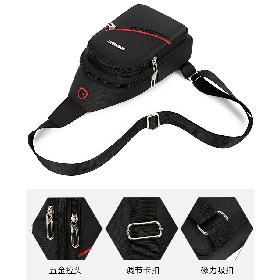 Men's crossbody versatile Oxford cloth bag, business casual single-shoulder chest bag, Japanese and Korean version crossbody chest bag, trendy chest bag details Picture
