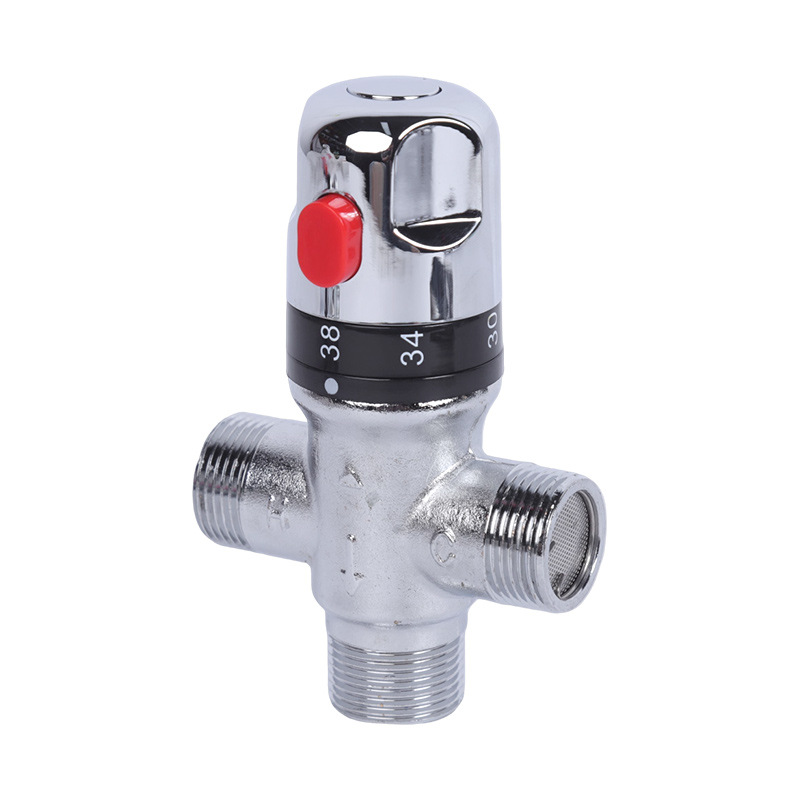 All-copper 4-inch, 6-inch, 1-inch pipe temperature control valve, hot and cold mixed water valve, solar exposed pipe thermostatic valve for water heaters Item Picture