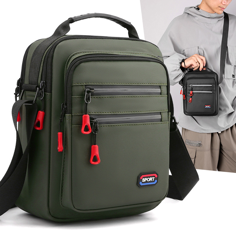 Simple, trendy and fashionable outdoor single-shoulder bag, men's leather waterproof large-capacity crossbody bag, travel handbag full figure