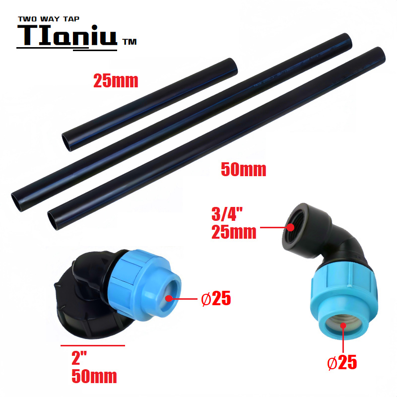 Cross-border exclusive 3/4x1 zinc alloy faucet iBC ton barrel joint series height-increasing joint PE pipe joint elbow details Picture