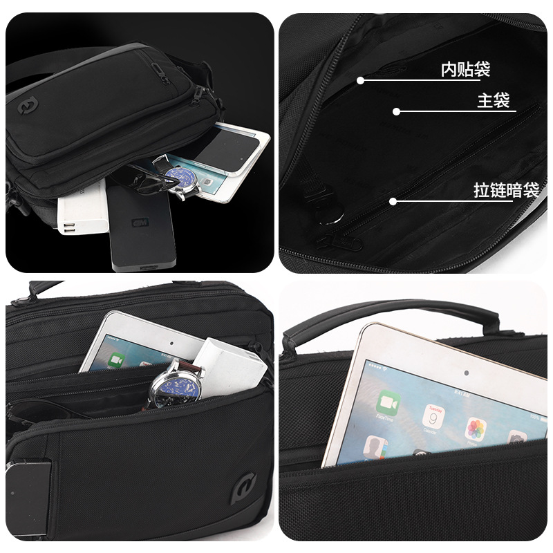 The new WEPOWER men's crossbody bag, a trendy and high-end single-shoulder bag, is a large-capacity commuter small crossbody bag for men details Picture