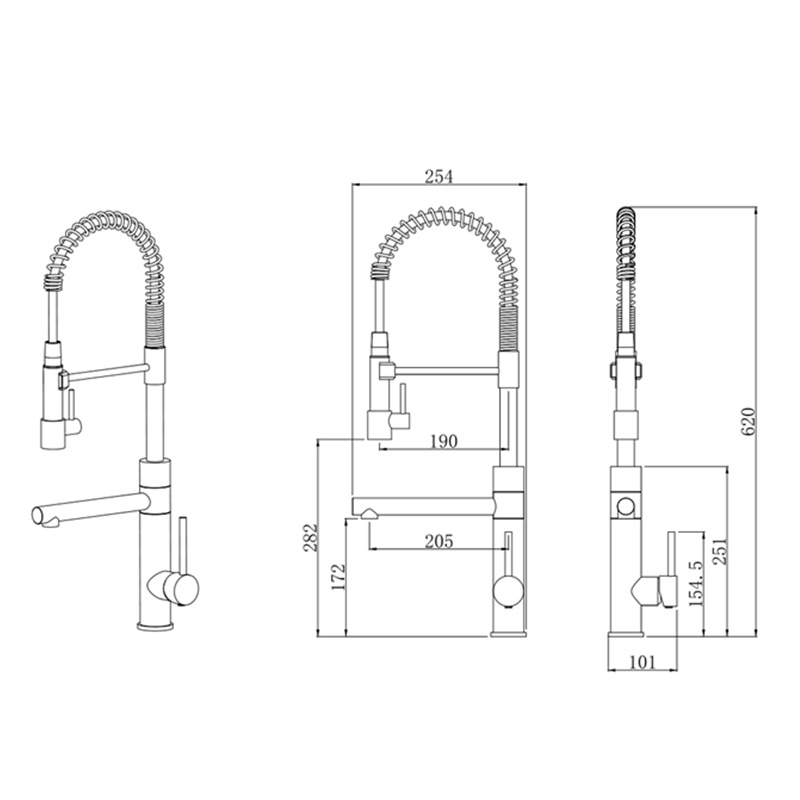 The contemporary all-copper cold and hot single handle island kitchen from Germany features a magnetic sink for washing vegetables, a pull-out flower shower, and a rotatable faucet Application Scenario