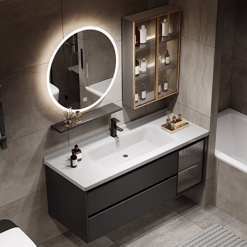 Ceramic one-piece basin, solid wood bathroom cabinet combination, modern and simple bathroom washbasin, washbasin, intelligent washbasin Application Scenario