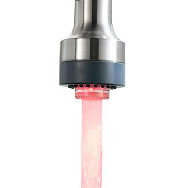 New led hot and cold water faucet with temperature control, three-color and seven-color light change, 7-color adjustable water hose, switch and faucet A4 Application Scenario
