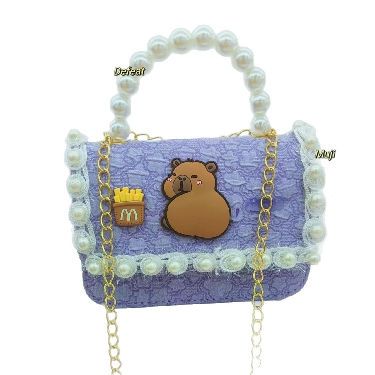 Pearl handbag, Capibara cartoon bag, chain bag, baby coin purse, accessory bag, single-shoulder crossbody bag, girl Item Picture