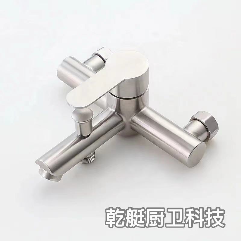 304 stainless steel bathtub three-in-one faucet, exposed shower faucet, cold and hot water mixing valve, simple shower head set details Picture