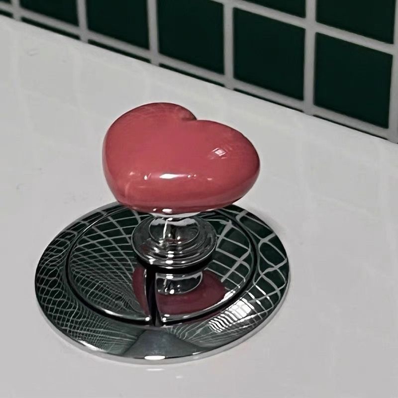 Love toilet press switch button, water tank flush, nail salon toilet flush cover, hand-pressed accessory, colorful shape Specification drawing
