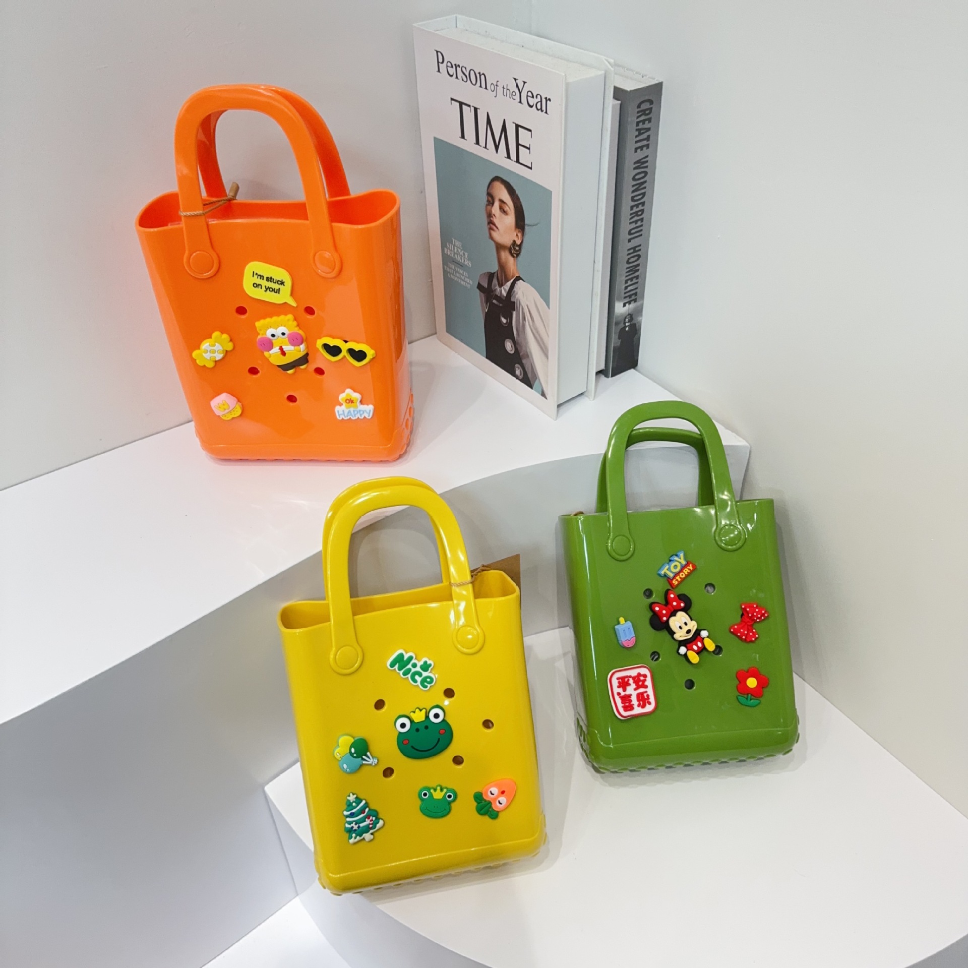 Jelly Bag 2025 New Cross-border DIY Hole Bag, Cartoon Doll, Children's Bag, Beach Baby, Toiletries and Vegetable basket bag Specification drawing