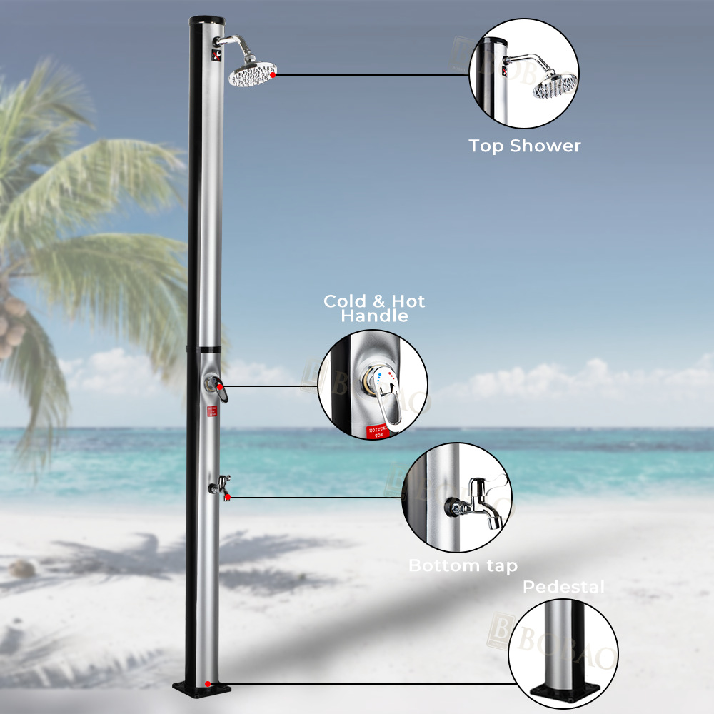 Wholesale of outdoor solar shower heads, floor-standing faucets, tall outdoor shower garden plastic shower heads and shower columns details Picture