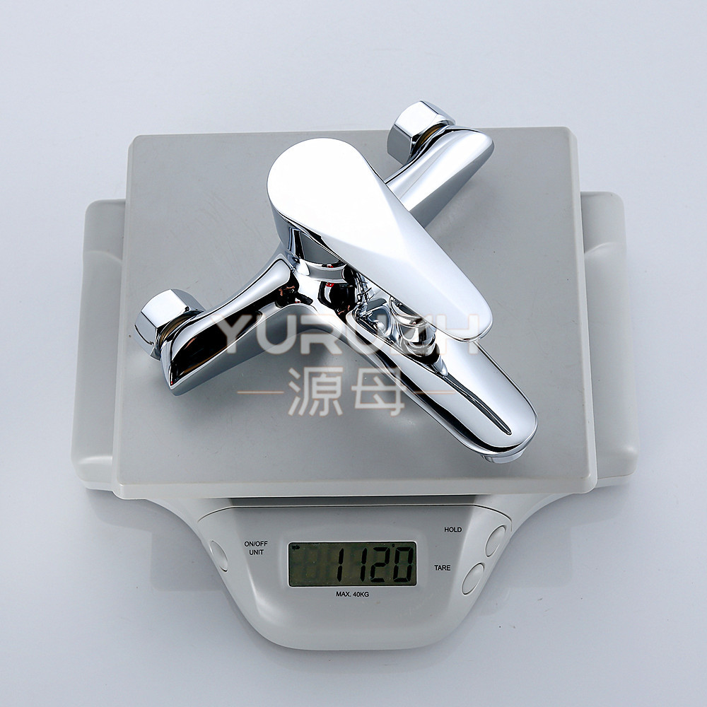 Manufacturer's all-copper shower faucet and showerhead set, three-in-one wall-mounted concealed mixing valve, household cold and hot bathtub faucet details Picture