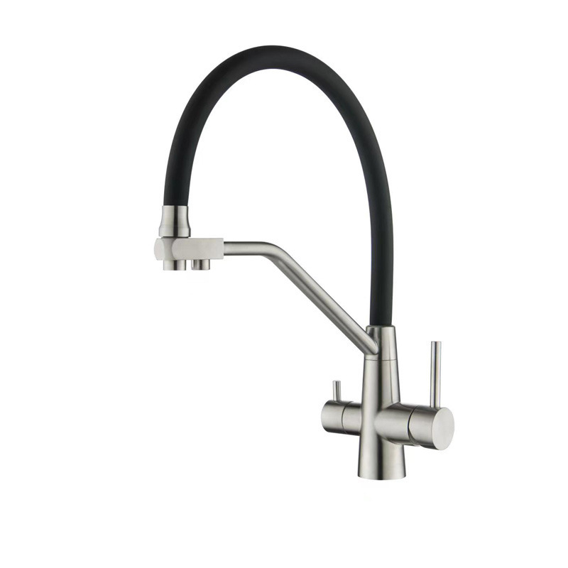 Cross-border 304 stainless steel water purifying faucet, kitchen sink, sink, cold and hot water direct drinking water three-in-one faucet Item Picture