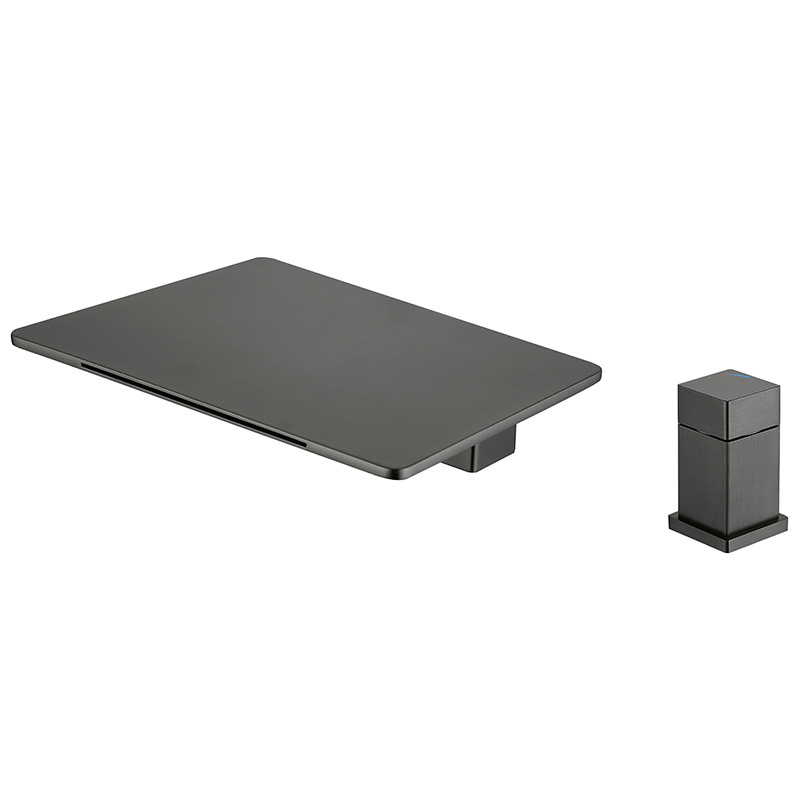 Waterfall rock plate large flow bathtub side cold and hot dual control storage plate, two-hole two-piece set, split bathtub faucet Item Picture