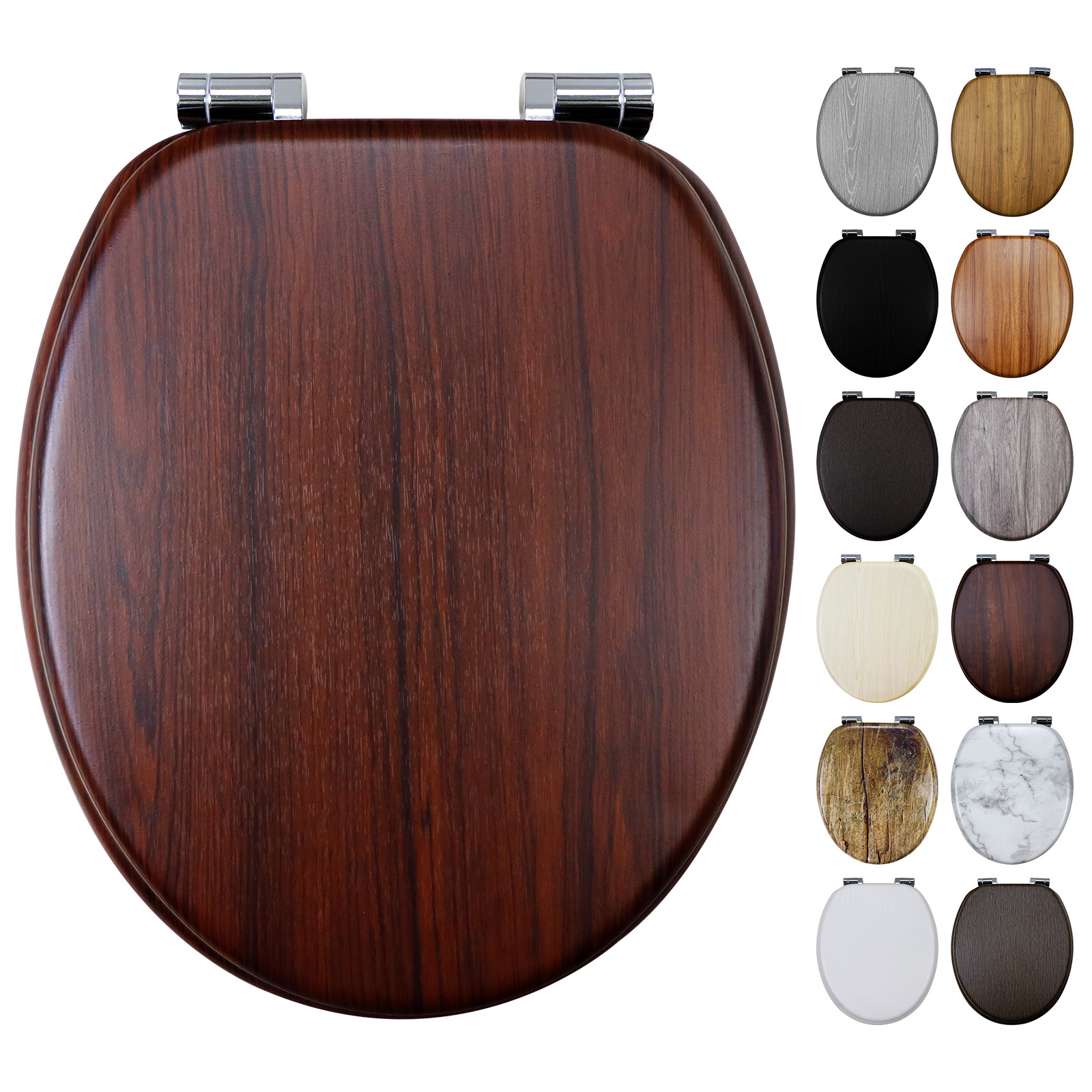 Factory direct sales of density board, wooden MDF toilet seat, pvc veneer, wood grain pattern with slow descent full figure