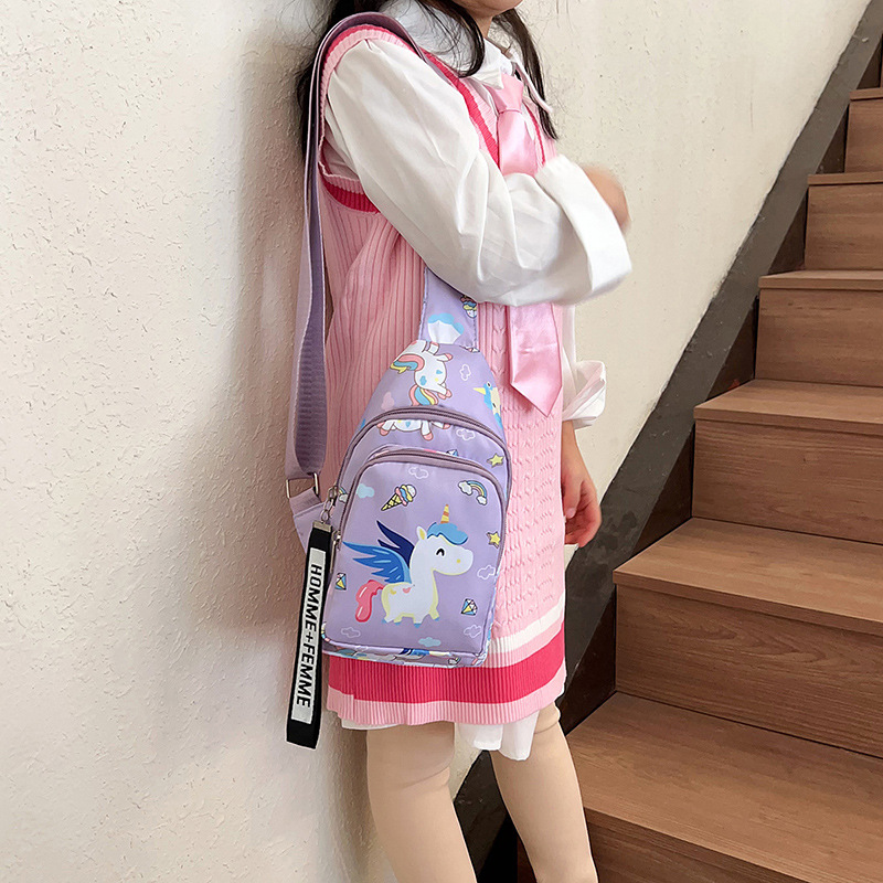 2023 New children's bag: Cute cartoon, portable, single-shoulder backpack for boys and girls, fashionable and casual travel chest bag details Picture