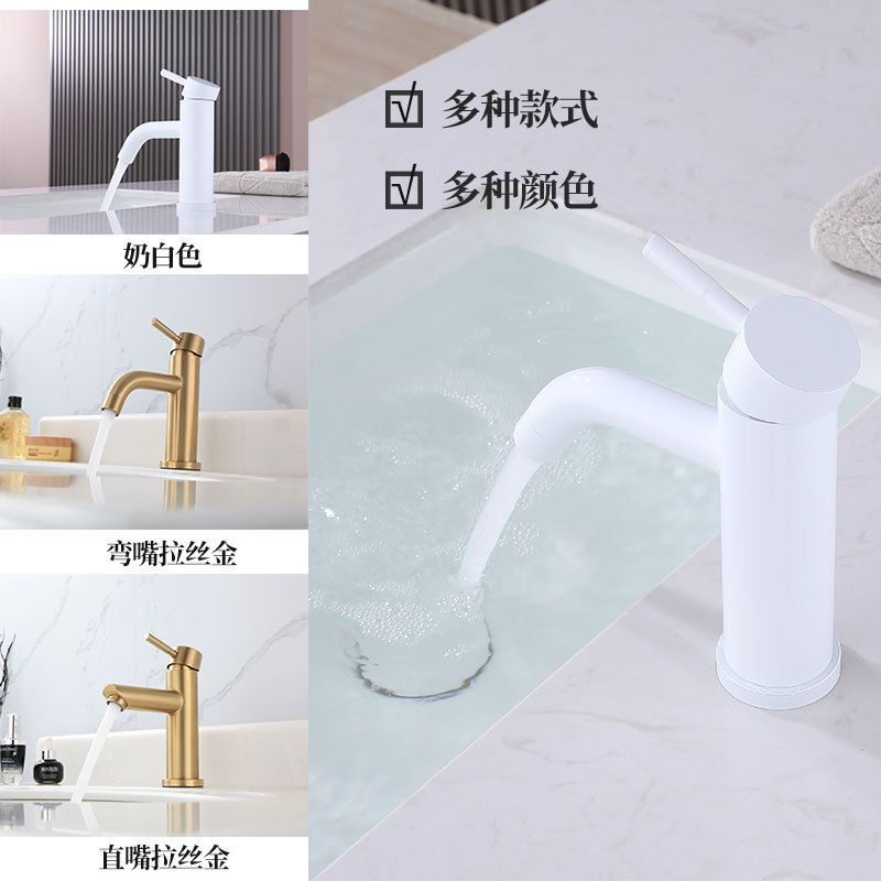 White hot and cold bathroom basin, washbasin, washbasin, countertop basin, washbasin, single-hole faucet details Picture