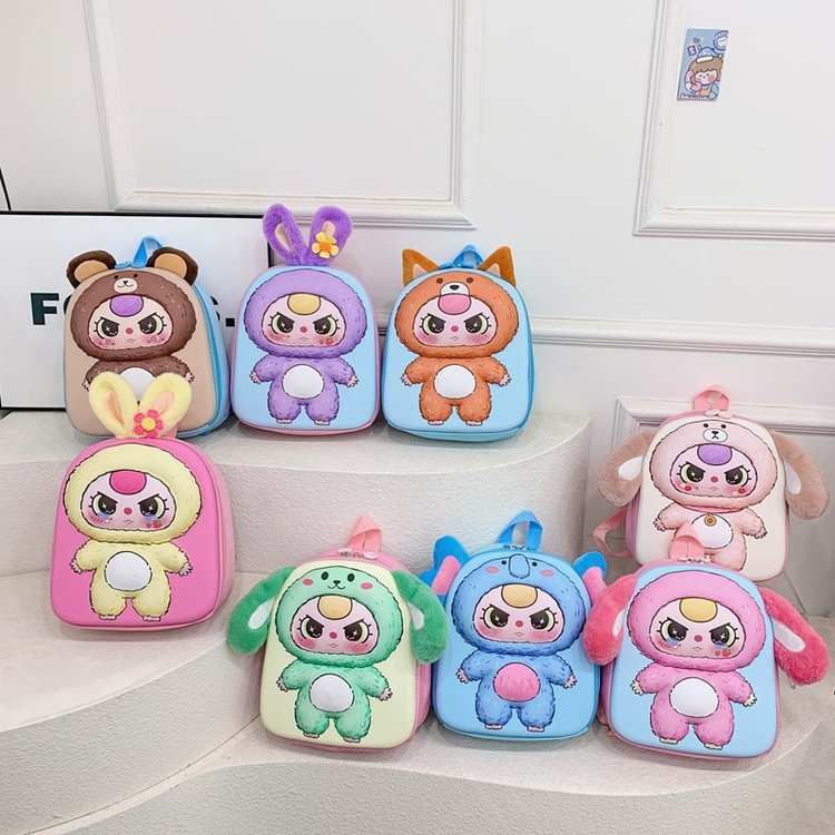 Cute kid three-year-old children's schoolbag, plush toy, kindergarten backpack, 3-4 years old baby cartoon backpack, small class 2 details Picture