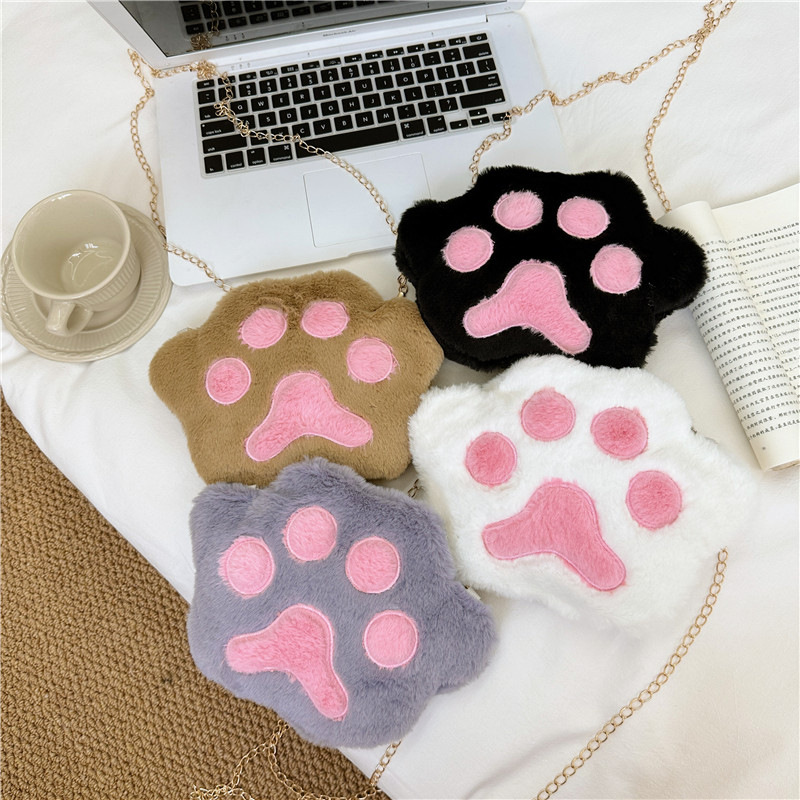 2024 New Korean plush single-shoulder crossbody pocket change children's bag, cute baby holding chain small bag for girls Specification drawing
