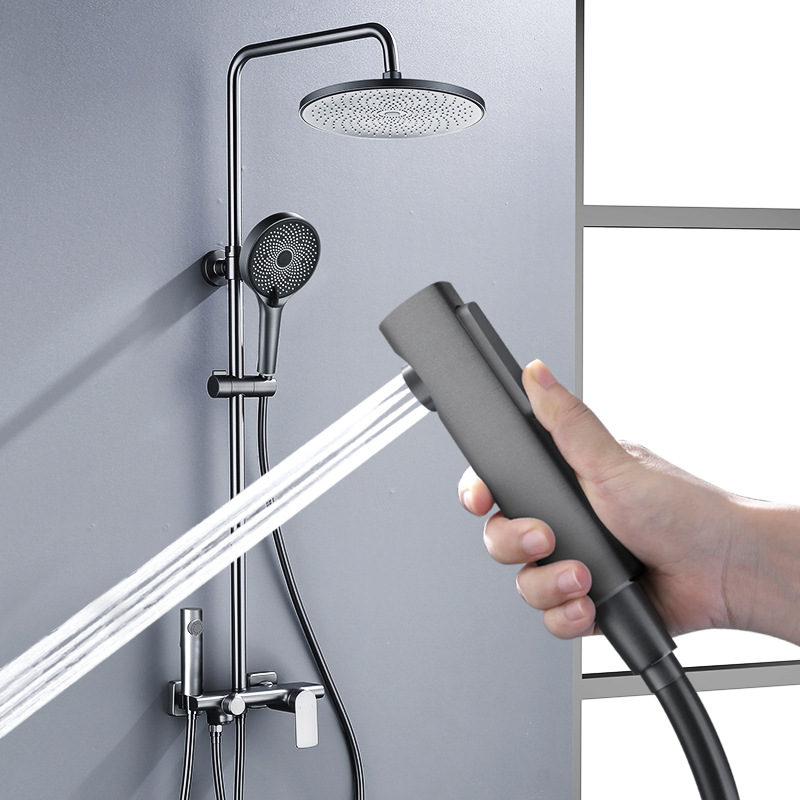 All-copper shower head set, hot and cold pressurized bathroom concealed installation, cream white gun gray minimalist bathroom, hotel apartment shower spray Specification drawing
