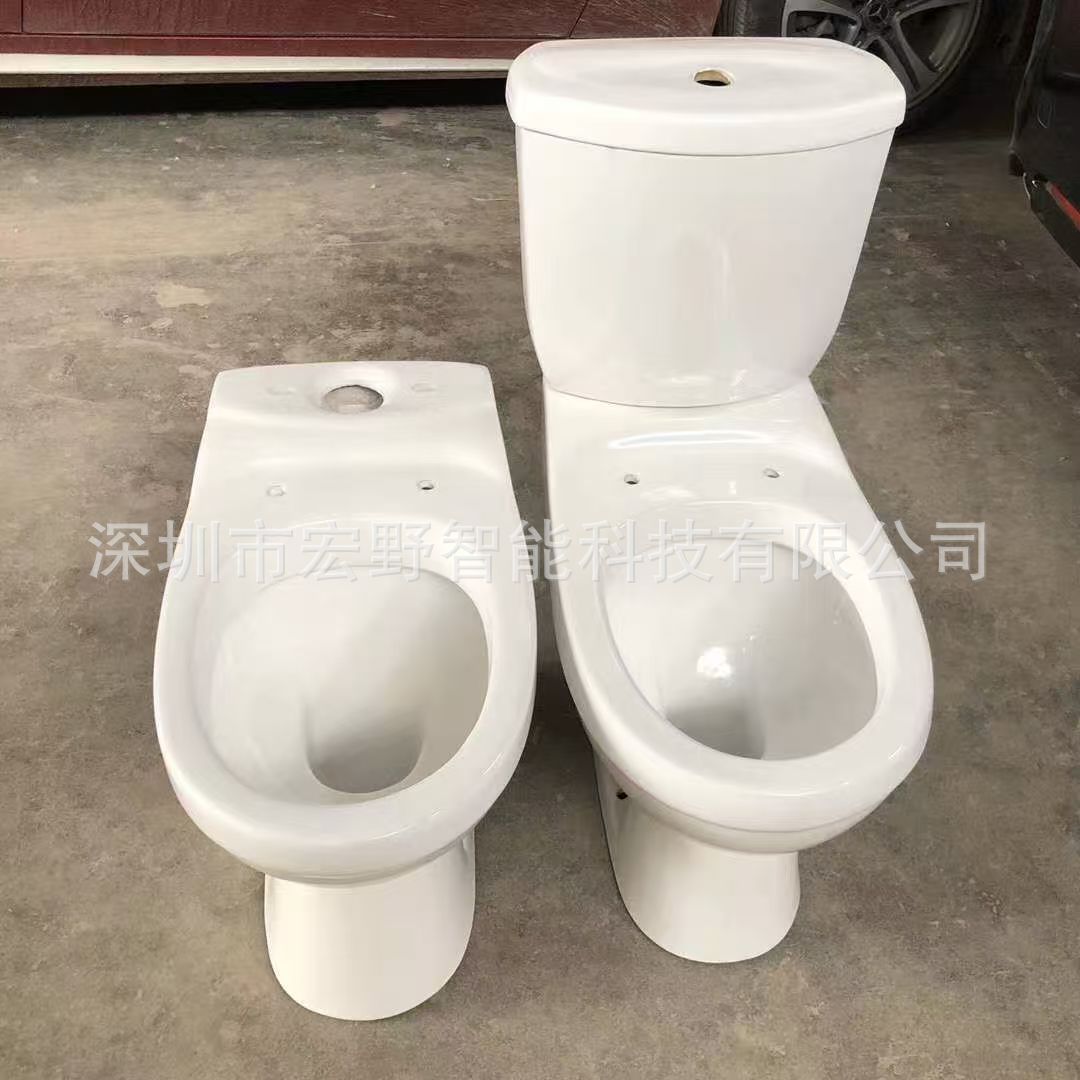 Export direct flush split ceramic toilet, African and Southeast Asian WC wall and floor flush combination toilet Specification drawing