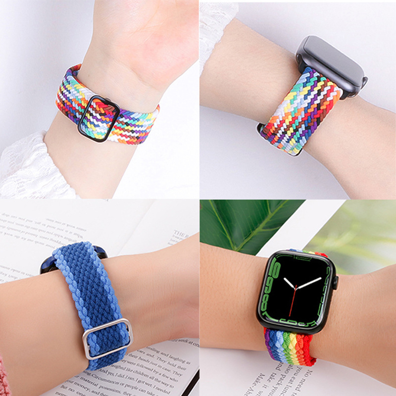 Suitable for Apple watch. Apple Watch multi-color nylon adjustable chevron buckle woven Apple watch strap Specification drawing