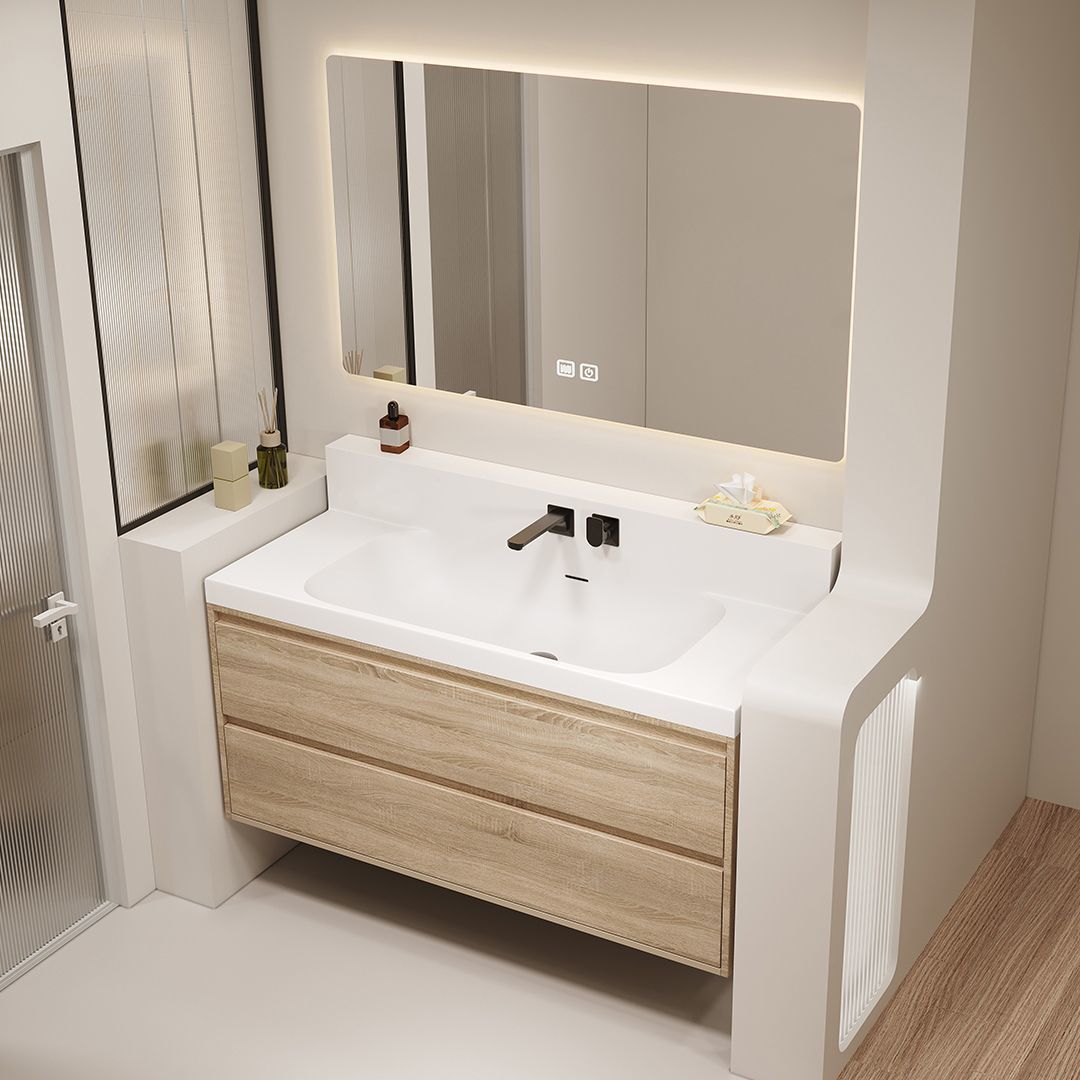 Japanese-style bathroom cabinet set 78/88/98/108/118, wall-mounted faucet, seamless rock plate basin, solid wood washbasin Application Scenario