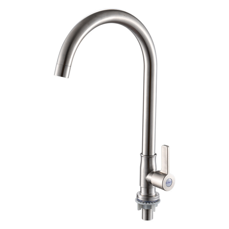 Kitchen single-cooling faucet, 304 stainless steel, sink and washbasin, rotatable ball faucet, bathroom factory wholesale Item Picture