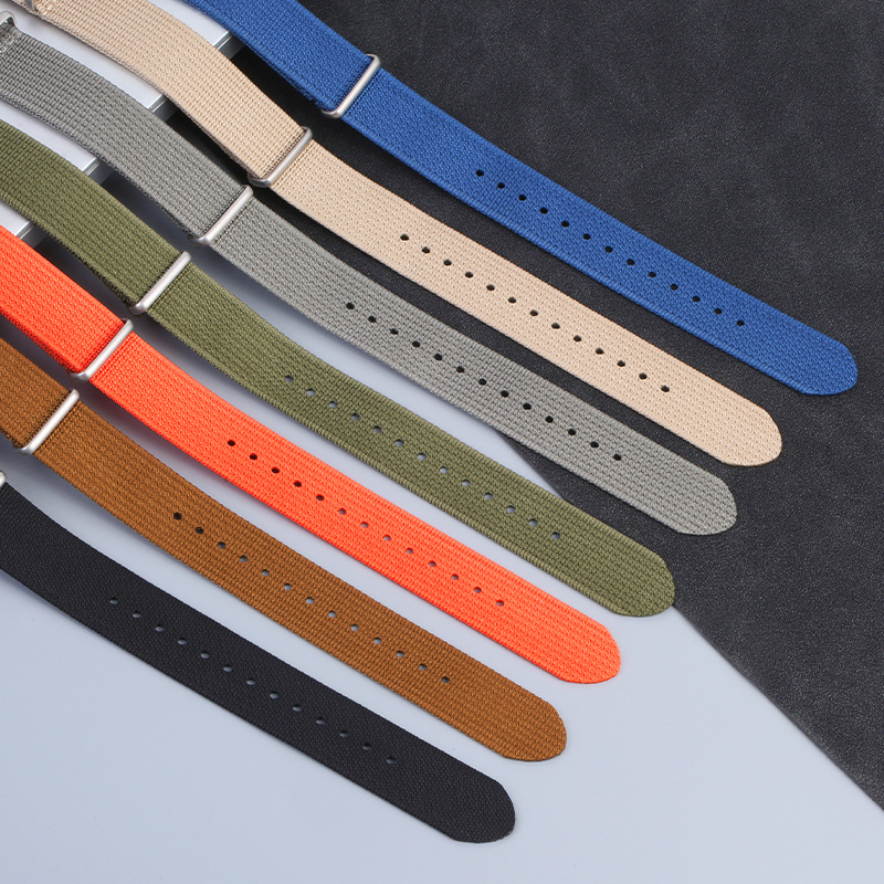 Seven-color stock, one-piece consignment, including lugs, solid color woven nylon watch strap, 18-22mm over nylon watch strap Specification drawing