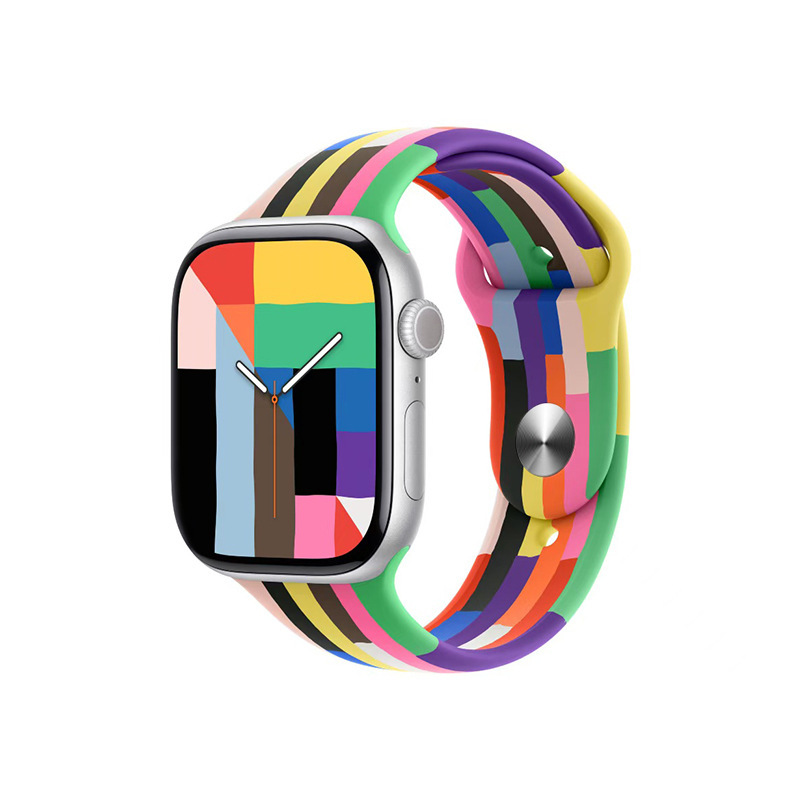 Rainbow silicone sports straps for the entire series of AppleWatch, wholesale of fashionable straps for Apple smartwatches Item Picture