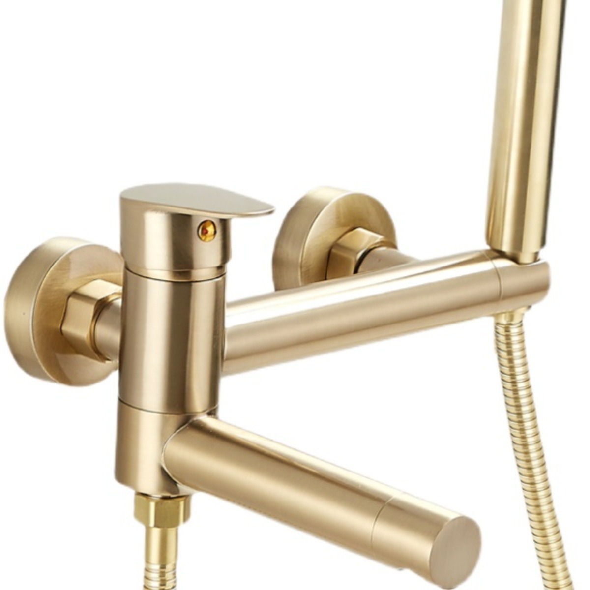 All-copper bathtub faucet cold and hot water mixing valve switch, bathroom golden simple three-in-one shower head set for household use Item Picture
