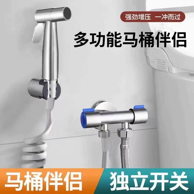 Foreign trade cross-border 304 stainless steel toilet spray gun set, toilet and bathroom companion, pressurized feminine wash nozzle full figure