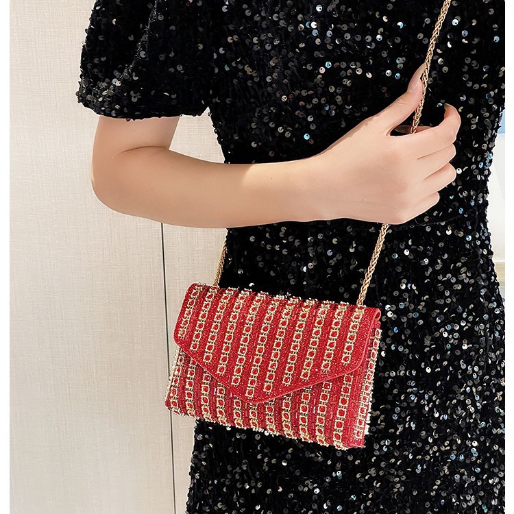 Cross-border bag bestsellers: Women's bag, chain, super shiny diamond-encrusted small square bag, crossbody bag, fashionable and versatile, socialite dinner bag details Picture