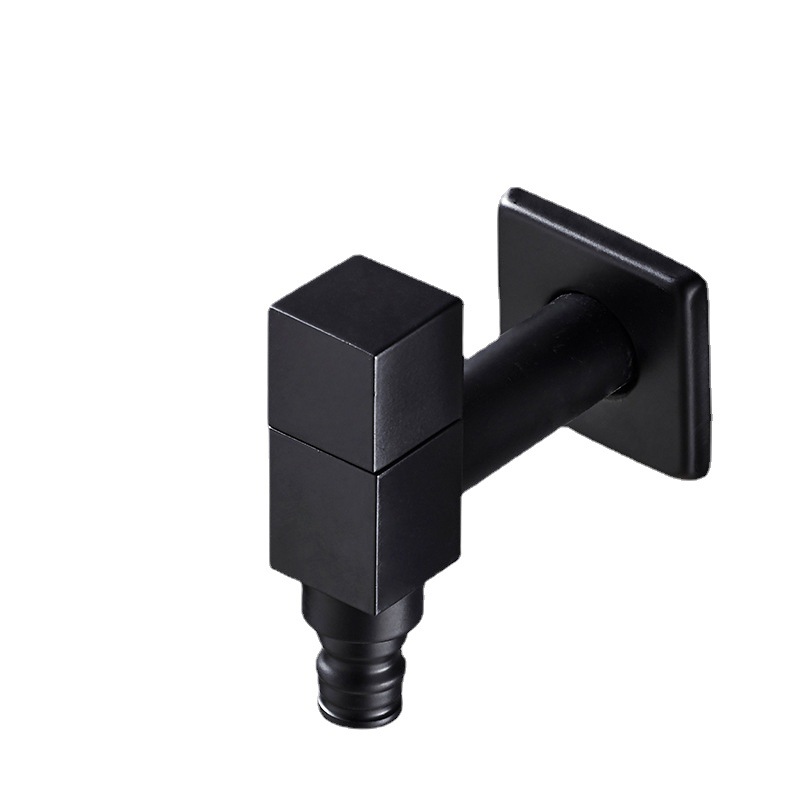 Snow Wolf black washing machine faucet, all-copper single-cooling quick-opening mop sink faucet, fully automatic faucet, 4/6 score Item Picture