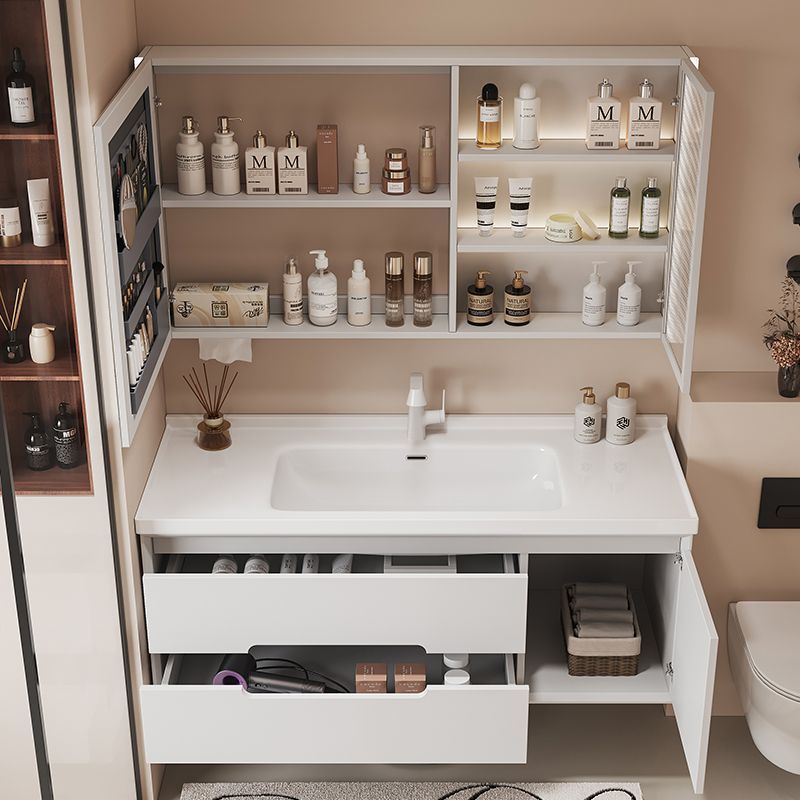Cream ceramic one-piece French smart bathroom cabinet combination bathroom simple washbasin washbasin oak Application Scenario
