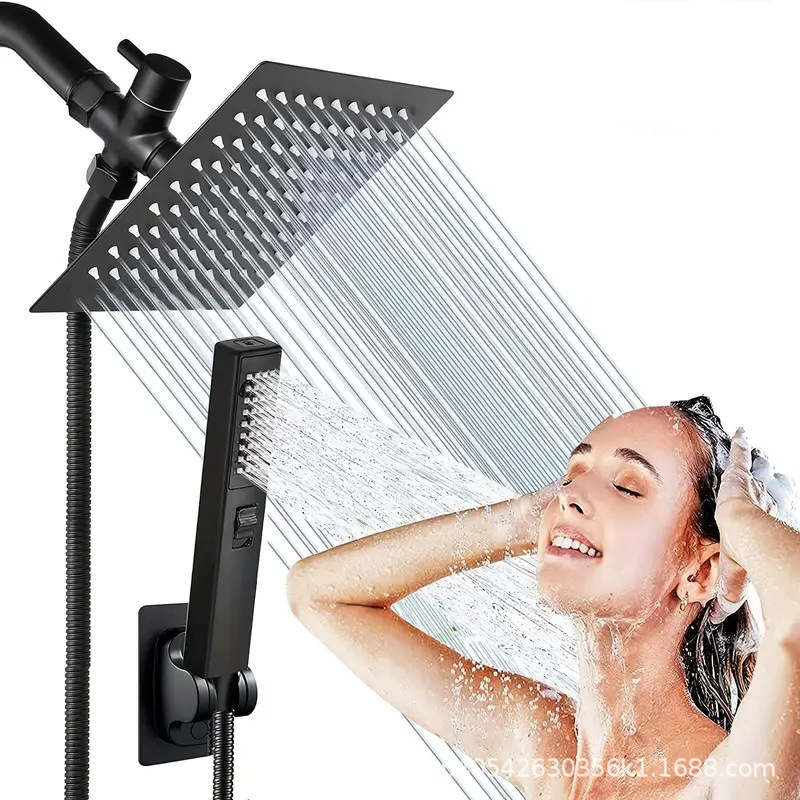 American-style concealed wall-mounted shower head set for cross-border trade, stainless steel top spray, multi-functional with spray gun full figure